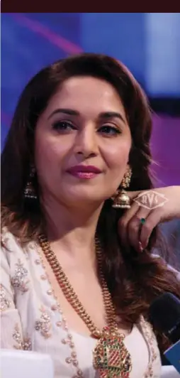  ??  ?? Madhuri Dixit is content, for she has done films of “all kinds” despite being told that she would be suitable for only commercial cinema and would fail in other