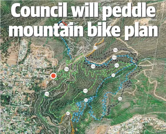  ?? Picture: Contribute­d ?? APPROVED: Concept art for the Toowoomba and Lockyer Valley Escarpment Mountain Bike Master Plan, which was approved by the council.
