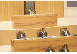  ?? ?? President Mnangagwa delivers his State of the Nation Address at the new Parliament building earlier this year