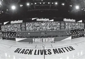  ?? [COURTESY: NBA] ?? The NBA plans to feature more than 300 so-called “virtual fans” on 17-foot video boards when games begin July 30.