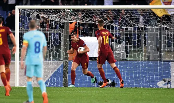  ??  ?? Far left A brace against CSKA Moscow continued Dzeko’s form into 2018 Left Young Edin enjoyed watching Sheva at Milan Below “Quick, lads, we’ve only got 84 minutes left to score two more goals”