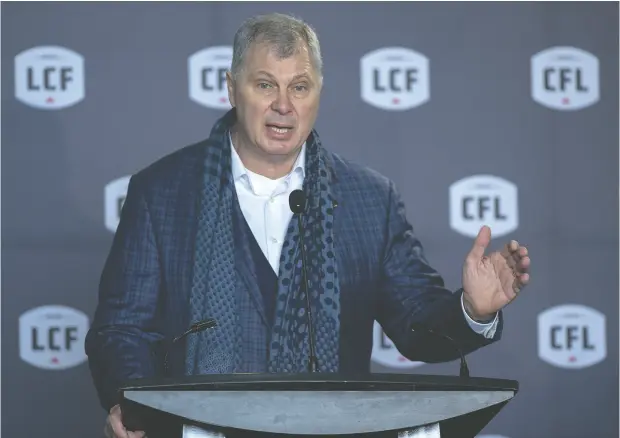  ?? Andrew Vaughan
/ The canadian
Pres Files ?? CFL commission­er Randy Ambrosie says the league can’t promise a return to playing this fall, but it hasn’t ruled out anything yet.