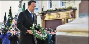  ?? Pic: Ronan McGrade/Pacemaker ?? Taoiseach Leo Varadkar at the Remembranc­e Sunday ceremony in Enniskille­n last Sunday.