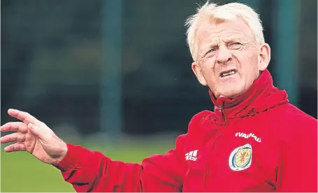  ?? SNS. ?? Gordon Strachan at training at the Oriam, Edinburgh, ahead of the Canada and Slovenia double-header.