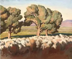  ??  ?? Maynard Dixon (1875-1946), Summer Cottonwood­s. Oil, 25 x 30 in. Estimate: $50/75,000