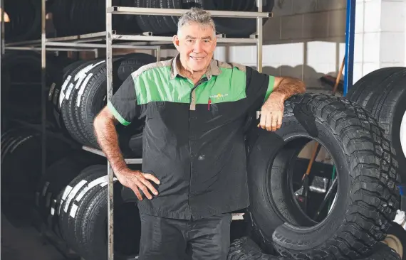  ?? ?? Tyreplus Townsville operator John Muller is retiring after 30 years and is handing over the keys to new owners who are also locals. Pictures: Shae Beplate