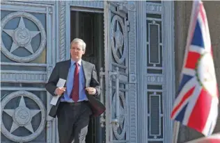  ?? - Reuters ?? MOVE REGRETTABL­E: British Ambassador to Russia Laurie Bristow leaves the Russian foreign ministry building in Moscow, Russia on March 30, 2018.