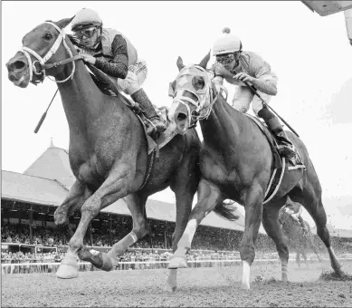  ?? BARBARA D. LIVINGSTON ?? Fierce Lady (left) overcame a slow start to defeat Time Limit by a neck in the Seeking the Ante.