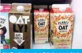  ??  ?? Oat milk cartons are seen on display in a grocery store in Manhattan, New York on Tuesday. —AFP