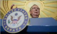  ?? MANUEL BALCE CENETA — THE ASSOCIATED PRESS FILE ?? Senate Majority Leader Mitch McConnell of Ky. speaks during a news conference on Capitol Hill in Washington.