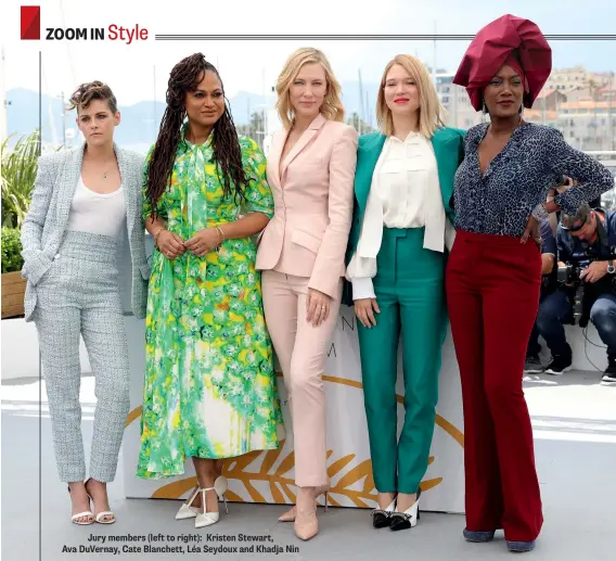  ??  ?? jury members (left to right): kristen stewart, ava duVernay, cate blanchett, Léa seydoux and khadja nin