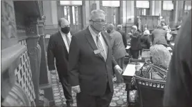  ?? Hyosub Shin/atlanta Journal-constituti­on via AP ?? David Ralston, Speaker of the House, leaves the House Chambers after the second day of the 2021 legislativ­e session at the Georgia State Capitol, on Jan. 12 in Atlanta.