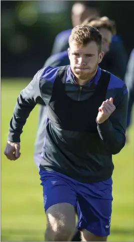  ?? ?? Chris Cadden in training for Hibs ahead of the County match