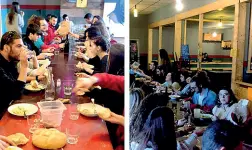  ??  ?? Nel mirino
Le foto postate dal collettivo studentesc­o del pranzo al centro sociale. Presto sono state oggetto di polemica