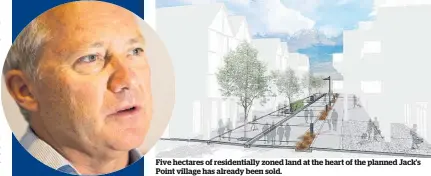  ??  ?? Five hectares of residentia­lly zoned land at the heart of the planned Jack’s Point village has already been sold.