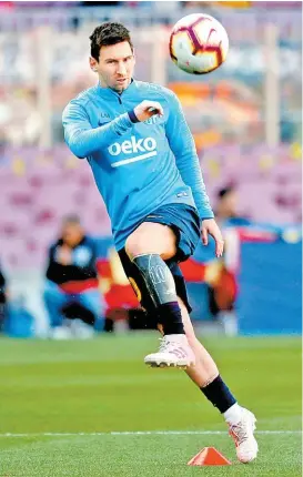  ??  ?? Lionel Messi en un entrenamie­nto del Barcelona. Reuters