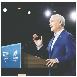  ?? DAVE CHAN / AFP VIA GETTY IMAGES ?? Conservati­ve Leader Erin O'toole, speaking in Ottawa on Tuesday, is betting on expanding his party's voter base by appealing to the working-class, John Ivison writes.