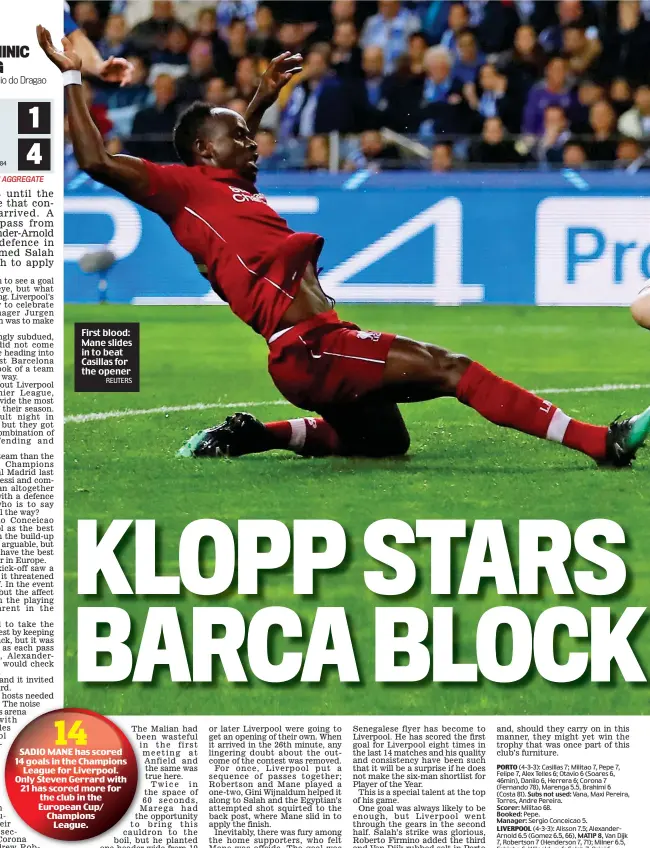  ?? REUTERS ?? First blood: Mane slides in to beat Casillas for the opener