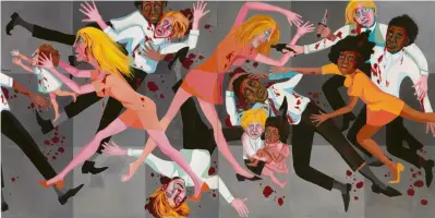  ?? ?? American People Series #20: Die, 1967, oil on canvas, two panels, 183 × 366 cm. Collection MOMA, New York