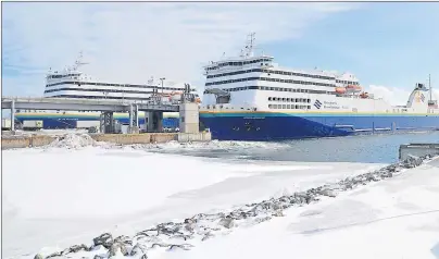  ?? JULIE COLLINS/CAPE BRETON POST ?? In this file photo, Marine Atlantic’s MV Puttees and MV Highlander­s are shown docked in North Sydney.