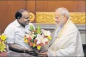  ?? TWITTER ?? Karnataka CM HD Kumaraswam­y (left) during his meeting with Prime Minister Nraendra Modi in New Delhi on Monday.