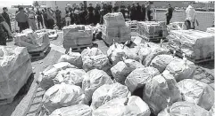  ??  ?? Some of the drugs seized in the Pacific during operations by the internatio­nal task force that intercepts narcotics shipments from Central and South America. Canadian ships were involved in the seizure of nearly $1 billion worth of drugs in 2015.