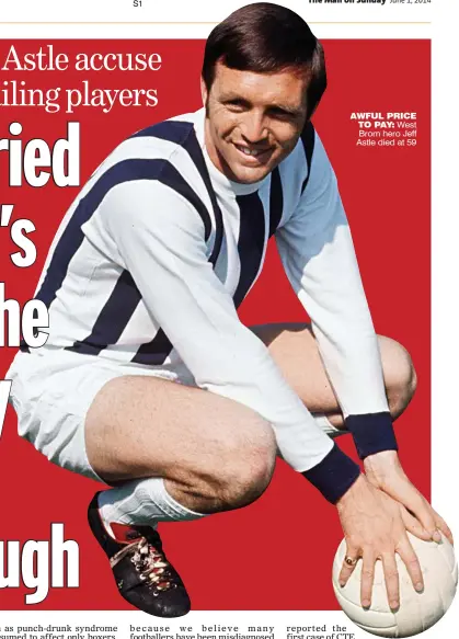  ??  ?? AWFUL PRICE
TO PAY: West Brom hero Jeff Astle died at 59