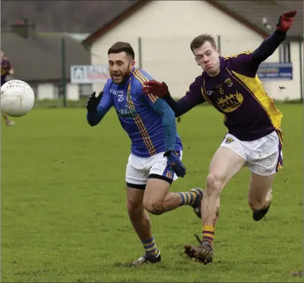  ??  ?? Wicklow’s Darren Hayden keeps his eyes on the ball during the challenge game against Wexford in Rathnew.