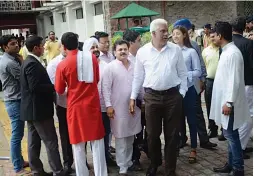  ?? — PTI ?? AAP MLAs, who are facing the risk of disqualifi­cation, emerge after a meeting with the Chief Election Commission­er in New Delhi on Thursday.