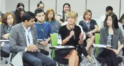  ??  ?? Concentrix senior vice president, marketing and client engagement strategy Jyllene Miller (holding microphone) heads to the Philippine­s as the spokespers­on of Network of Women (NOW), an initiative that aims to help women highlight their skills and move...