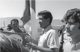  ?? MONTEREY COUNTY HERALD ?? UFWpreside­nt Cesar Chavez attends a rally for farmworker­s in the Salinas Valley.