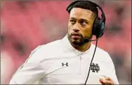  ?? Christian Petersen / TNS ?? Notre Dame coach Marcus Freeman won’t have an easy mark in his first game at the helm for the Irish, taking on the Buckeyes.