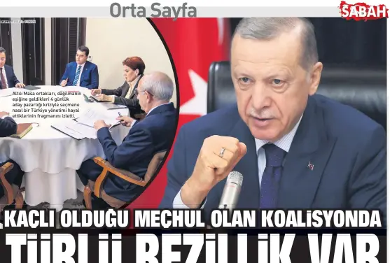  ?? ?? Altılı Masa ortakları, dağılmanın eşiğine geldikleri 4 günlük aday pazarlığı kriziyle seçmene nasıl bir Türkiye yönetimi hayal ettiklerin­in fragmanını izletti.