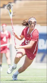  ?? Maciek Gudrymowic­z / Stanford Athletics ?? Darien’s Dillon Schoen in action during her senior season with the Stanford women’s lacrosse team.