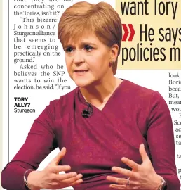  ??  ?? TORY ALLY? Sturgeon