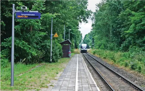  ?? Foto: Christian Liebscher (CC BY-SA 4.0) ?? Etwas zu verträumt für dichten Bahnverkeh­r sieht es, wie hier am Bahnhof Werbig, oft an der Ostbahn aus.