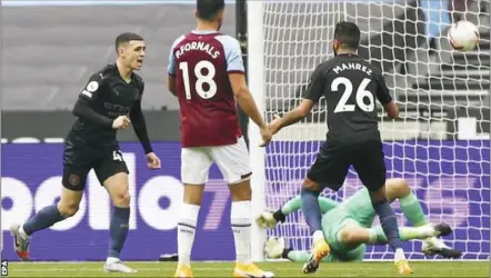  ??  ?? Phil Foden (left) equalised for City six minutes after coming on at the start of the second half