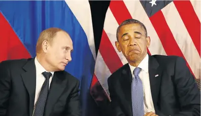  ?? Picture: REUTERS ?? MUTUAL ANIMOSITY: Russian President Vladimir Putin’s diplomatic guile and clear understand­ing of power politics allowed him to outwit former US president Barack Obama, who failed to capitalise on his country’s position of strength