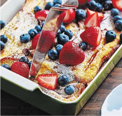 ?? ?? French toast casserole is a great brunch for a lazy weekend morning because all the work is done the night before.