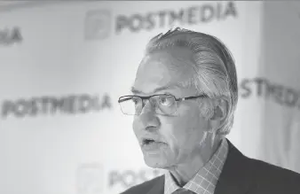  ?? PETER J THOMPSON/FILES ?? While the growth in digital ad revenue is promising, Paul Godfrey, chief executive of Postmedia, says it is “much smaller than our legacy print revenue and as such it needs time to grow.”