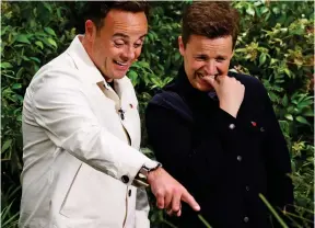  ?? ?? Having a chuckle: Presenters Ant and Dec laugh at Hancock