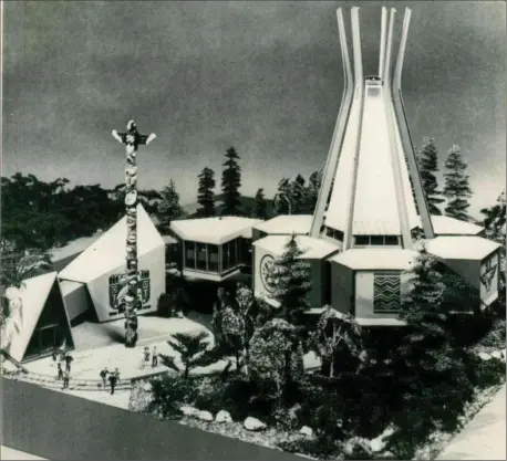  ?? CANADIAN PRESS FILE PHOTO ?? A model of a native village that was on display in the Canada pavilion. Aboriginal Canadians from all parts of the country took part in developing the pavilion’s storyline.