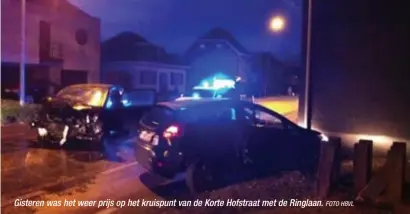  ?? FOTO HBVL ?? Gisteren was het weer prijs op het kruispunt van de Korte Hofstraat met de Ringlaan.