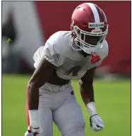  ?? (NWA Democrat-Gazette/J.T. Wampler) ?? Defensive back Jarques McClellion had one of the defense’s three intercepti­ons during Arkansas’ scrimmage Friday at Reynolds Razorback Stadium in Fayettevil­le.