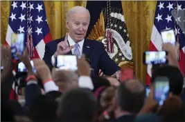  ?? SUSAN WALSH — THE ASSOCIATED PRESS FILE ?? President Joe Biden speaks during a reception in the East Room of the White House in Washington.