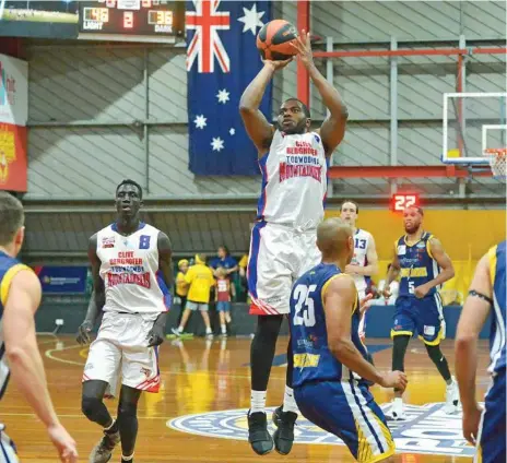  ?? Photo: Mike Richards ?? DOMINANT DISPLAY: Damon Bozeman put opposing QBL guards on notice in Gladstone, dropping 49 points against the Power in the Mountainee­rs’ 120-90 win.