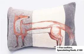  ??  ?? > Fox cushion, Speculatin­g Rook, £100