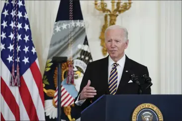  ?? SUSAN WALSH — THE ASSOCIATED PRESS ?? President Joe Biden speaks during the 2022Nation­al and State Teachers of the Year event in the East Room of the White House in Washington on Wednesday.