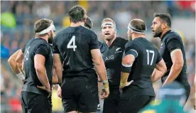  ?? Photo / Getty Images ?? Decision time for the All Blacks with captain Kieran Read and Sam Whitelock (No 4) leading the chat in Wellington.