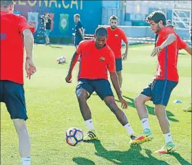  ?? FOTO: FCB ?? Marlon Santos, habitual en los entrenamie­ntos del primer equipo, listo para Gerard